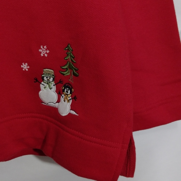 Women's 1X  Cardigan Fleece Jacket Red Snowman Snap Button Pocket Metropolitan - Picture 6 of 7